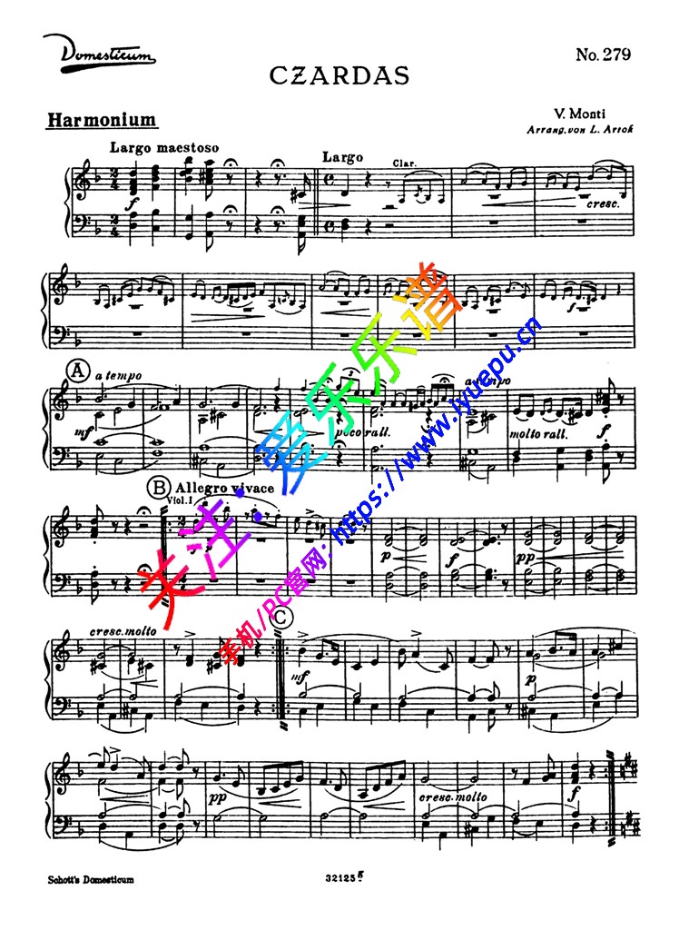 Monti Czardas 查尔达什舞曲 蒙蒂 管弦乐谱 钢琴伴奏 Harmonium分谱 乐谱曲谱总谱分谱伴奏音乐在线预览试听下载
