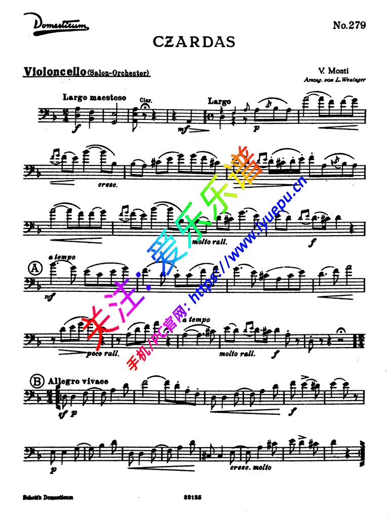 Monti Czardas 查尔达什舞曲 蒙蒂 管弦乐谱 钢琴伴奏 大提琴分谱 乐谱曲谱总谱分谱伴奏音乐在线预览试听下载