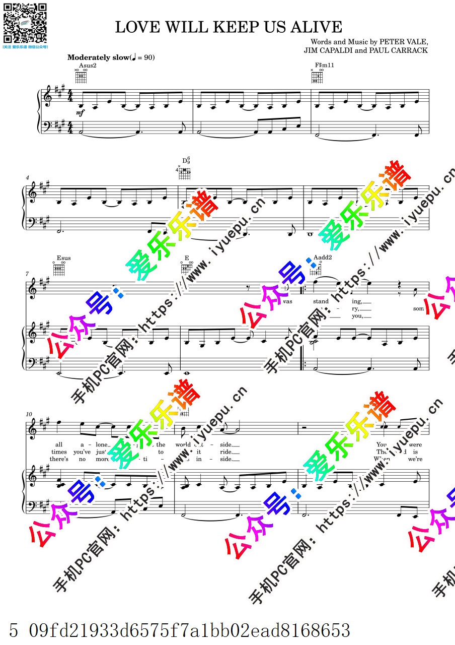 Love will keep us alive  声乐钢琴伴奏谱 官版 高清 乐谱曲谱总谱分谱伴奏音乐在线预览试听下载
