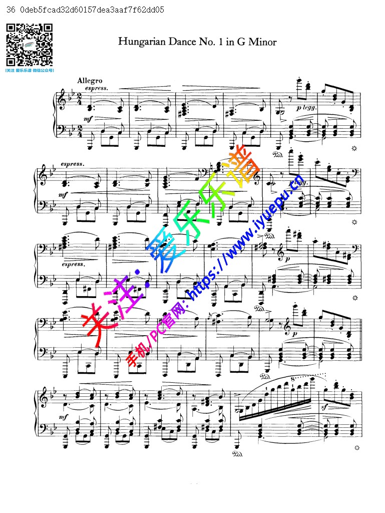 Brahms 勃拉姆斯 10首匈牙利舞曲No1-10 钢琴谱 独奏谱-1 乐谱曲谱总谱分谱伴奏音乐在线预览试听下载