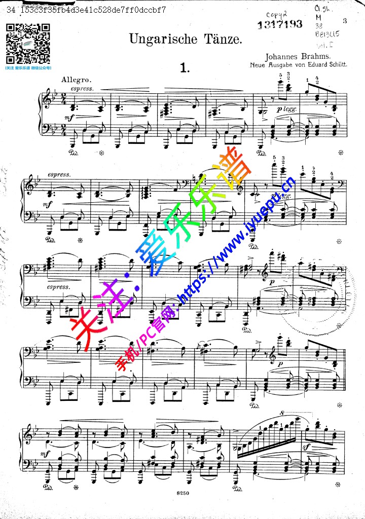 Brahms 勃拉姆斯 10首匈牙利舞曲No1-10 钢琴谱 独奏谱-2 乐谱曲谱总谱分谱伴奏音乐在线预览试听下载