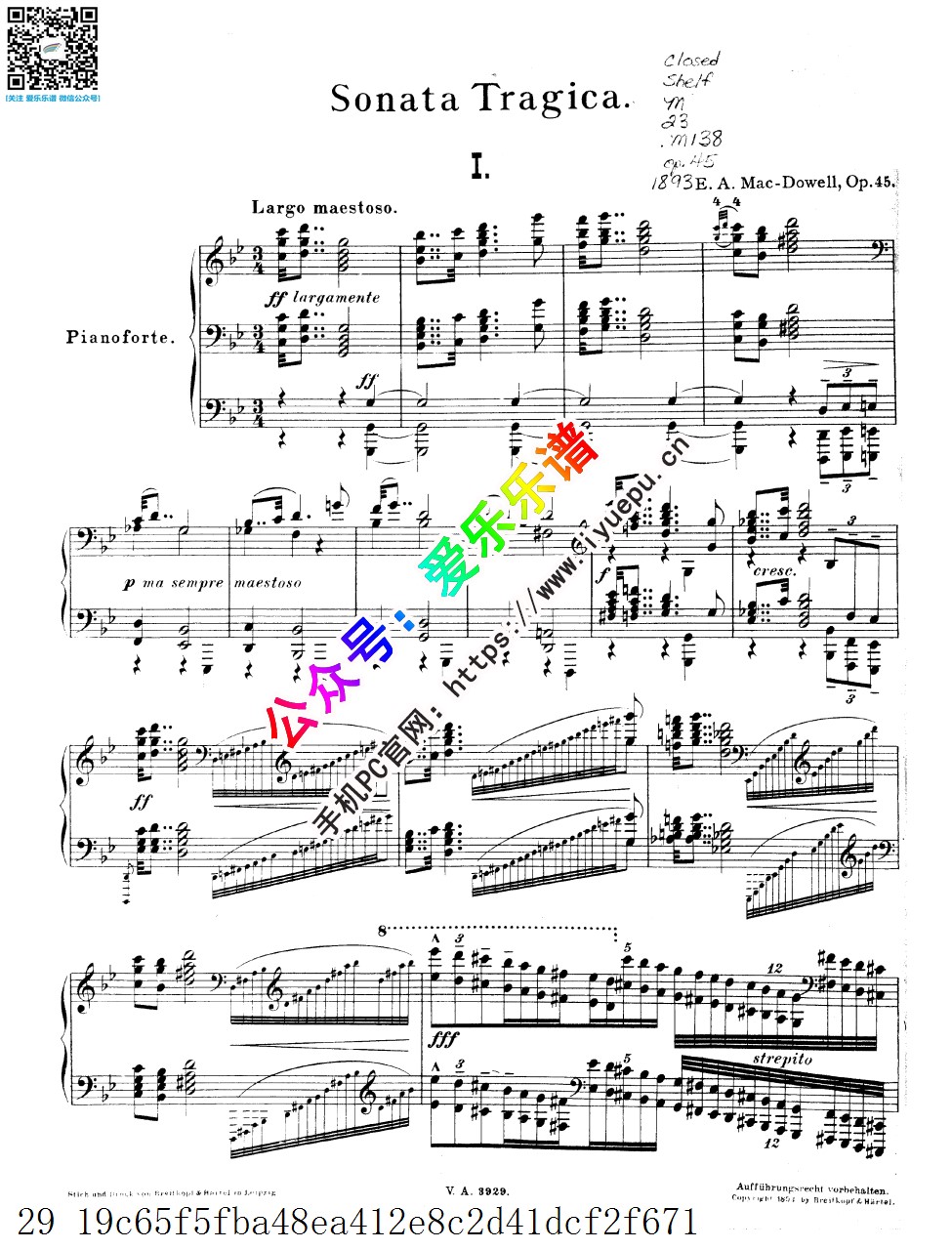 MacDowell, Edward 爱德华-麦克道威尔 Piano Sonata No.1 Op.45 钢琴奏鸣曲 钢琴谱 四首全 BH原版V2 乐谱曲谱总谱分谱伴奏音乐在线预览试听下载
