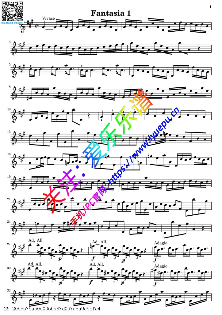 Telemann泰勒曼 十二首长笛幻想曲12 Fantasias for Flute without Bass TWV40 2-13 高清版 乐谱曲谱总谱分谱伴奏音乐在线预览试听下载