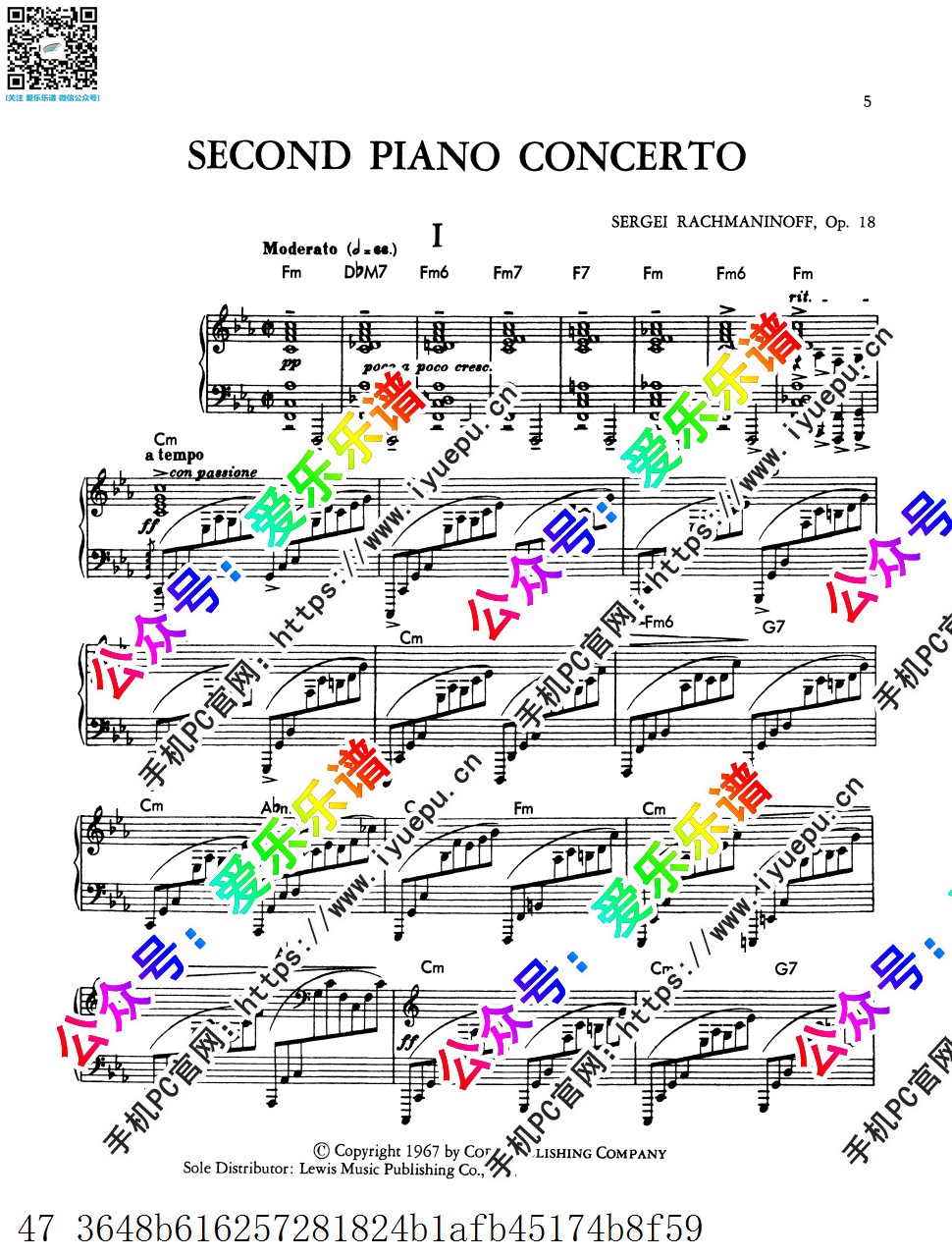 Rachmaninoff 拉赫玛尼诺夫 Piano Concerto No.2, Op.18 C小调第二钢琴协奏曲 钢琴独奏谱 乐谱曲谱总谱分谱伴奏音乐在线预览试听下载