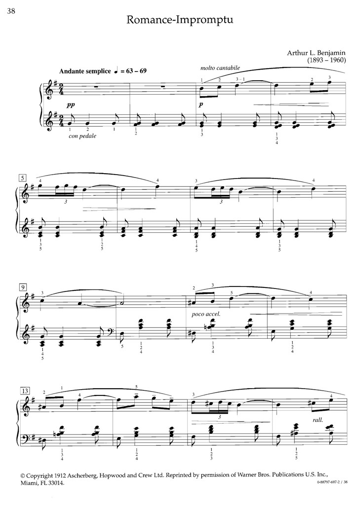 本杰明L Benjamin 浪漫即兴曲 Romance Impromptu钢琴谱 乐谱曲谱总谱分谱伴奏音乐在线预览试听下载