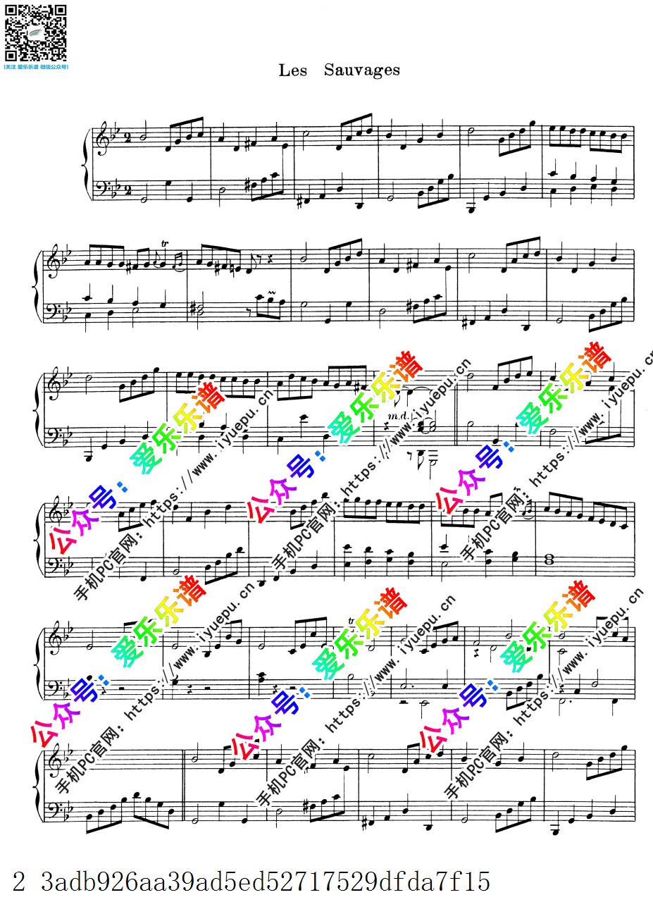 Rameau Les Sauvages (The Savages) 拉莫 野蛮人 钢琴谱 乐谱曲谱总谱分谱伴奏音乐在线预览试听下载