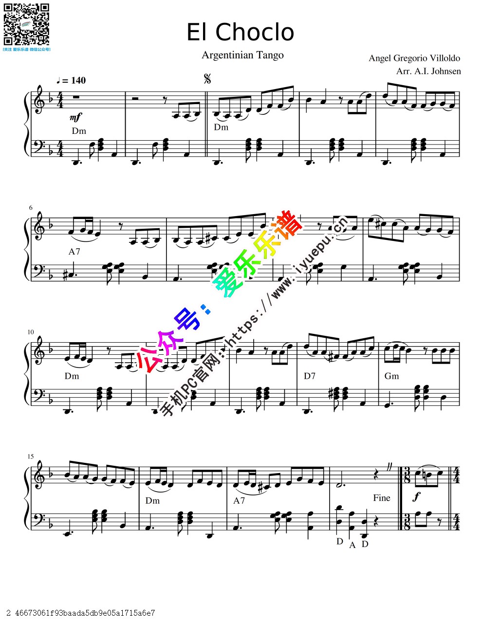 EL Cholo 火之吻 探戈舞曲 钢琴谱 V1 乐谱曲谱总谱分谱伴奏音乐在线预览试听下载