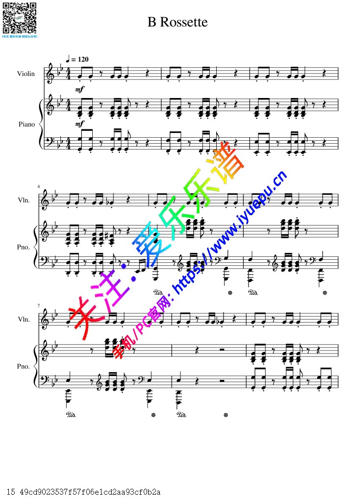 韩剧 白色巨塔 插曲 B Rossette 小提琴谱与钢琴伴奏谱V2 乐谱曲谱总谱分谱伴奏音乐在线预览试听下载