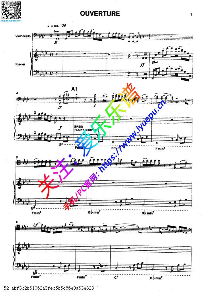 Gulda古尔达  Cello Concerto for Cello and Piano大提琴协奏曲 大提琴钢琴伴奏谱 总谱 缺第7面 乐谱曲谱总谱分谱伴奏音乐在线预览试听下载