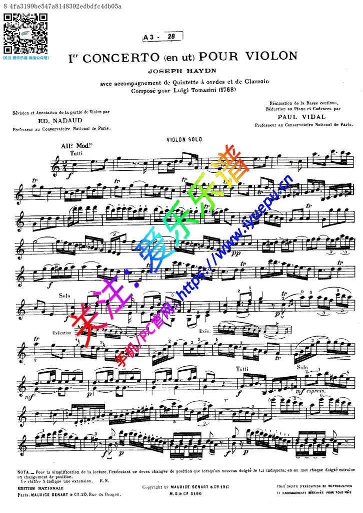 海顿C大调第一小提琴协奏曲 小提琴谱-MSC 乐谱曲谱总谱分谱伴奏音乐在线预览试听下载