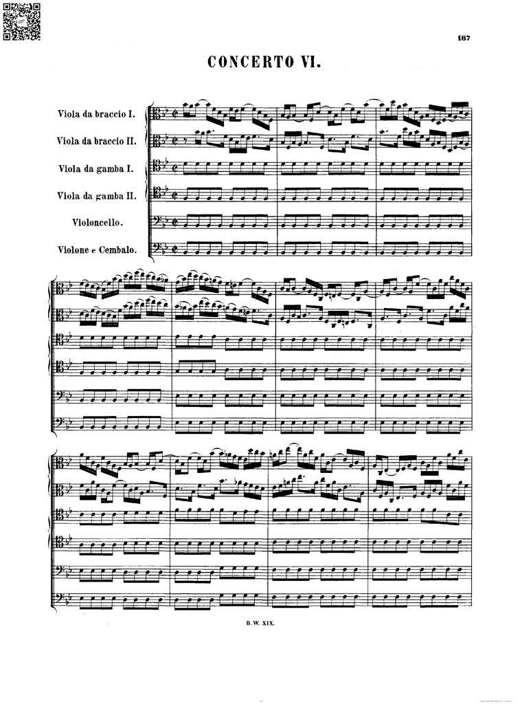 巴赫BWV1051 第六勃兰登堡协奏曲 4中提琴大提琴低音提琴六重奏总谱-2 乐谱曲谱总谱分谱伴奏音乐在线预览试听下载