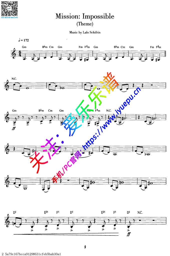 mission impossible碟中谍 不可能任务 单簧管独奏谱 乐谱曲谱总谱分谱伴奏音乐在线预览试听下载