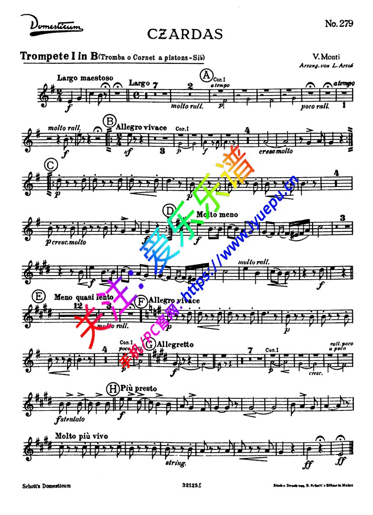 Monti Czardas 查尔达什舞曲 蒙蒂 管弦乐谱 钢琴伴奏  小号分谱 乐谱曲谱总谱分谱伴奏音乐在线预览试听下载