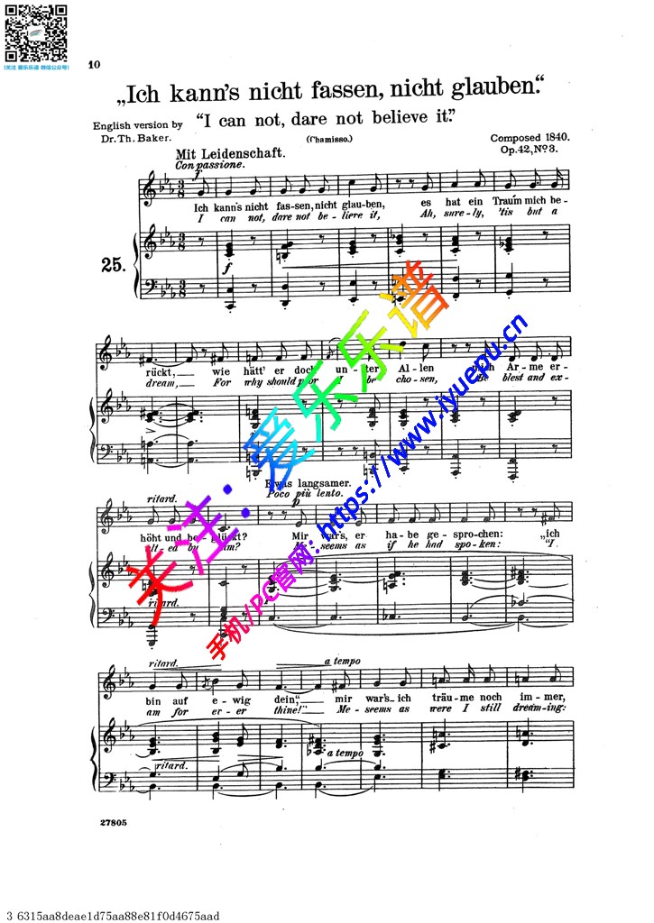 舒曼 Op42No3 Ich kann