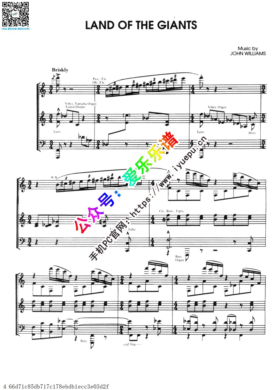 John Williams 约翰威廉姆斯 Land of the Giants 巨人大陆 小提琴钢琴伴奏谱 总谱 原版 乐谱曲谱总谱分谱伴奏音乐在线预览试听下载