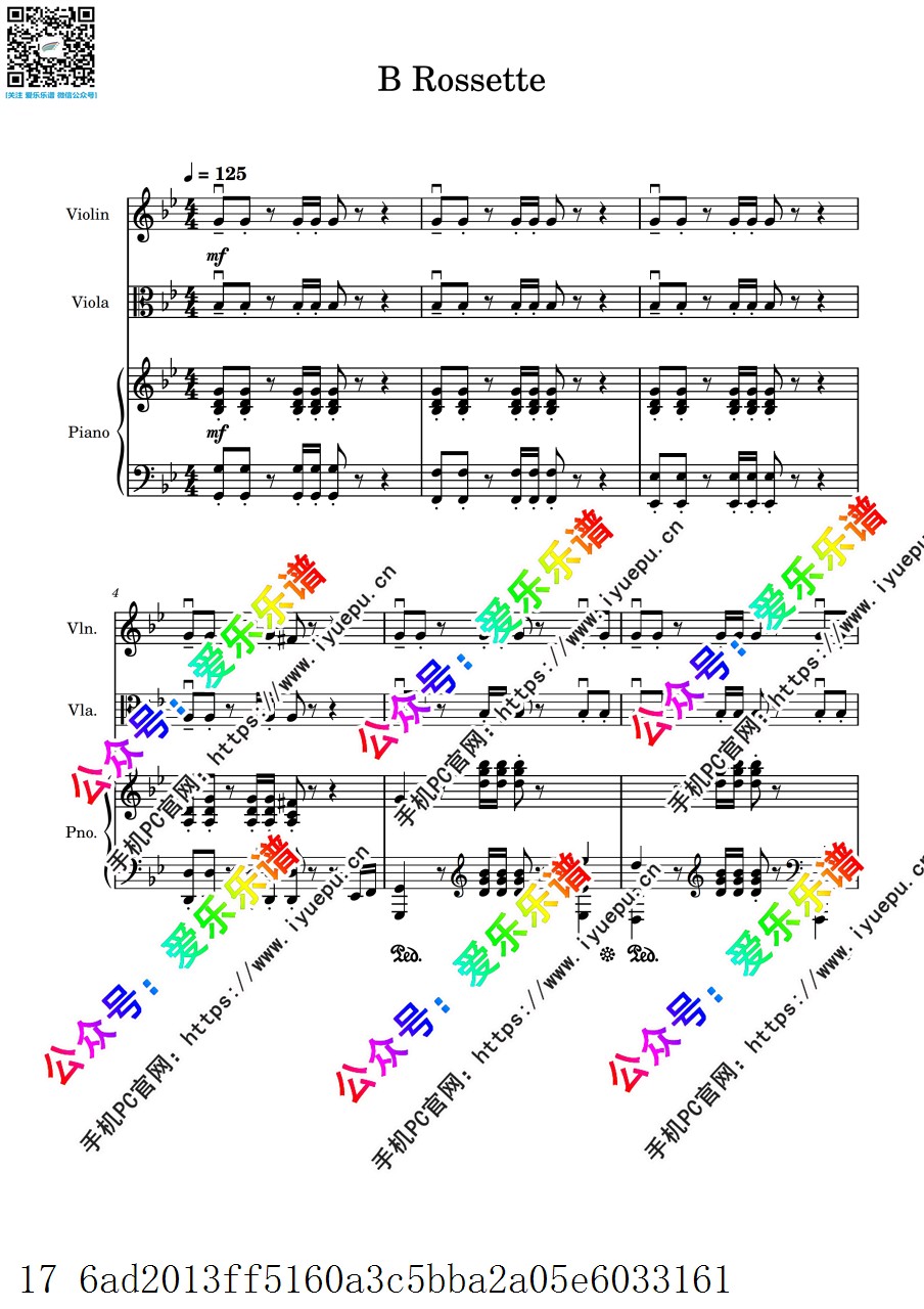 韩剧 白色巨塔 插曲 B Rossette 小提琴中提琴钢琴三重奏-总谱和分谱 乐谱曲谱总谱分谱伴奏音乐在线预览试听下载
