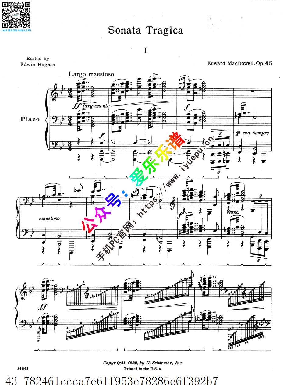 MacDowell, Edward 爱德华-麦克道威尔 Piano Sonata No.1 Op.45 钢琴奏鸣曲 钢琴谱 四首全 GS原版V3 乐谱曲谱总谱分谱伴奏音乐在线预览试听下载