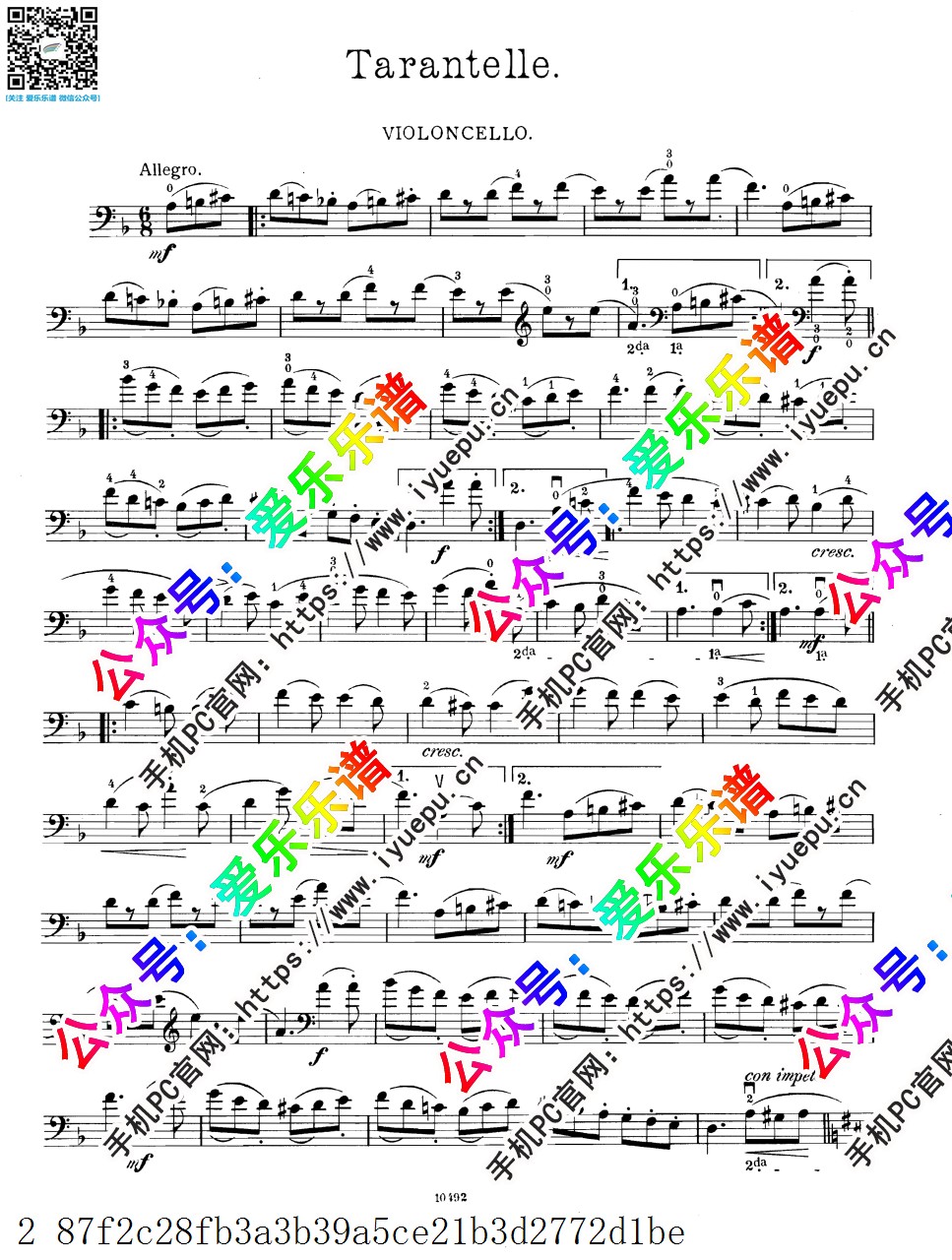 Goltermann 戈尔德曼 Tarantelle 塔兰泰拉舞曲 from Modern Suite Op122 大提琴谱 乐谱曲谱总谱分谱伴奏音乐在线预览试听下载