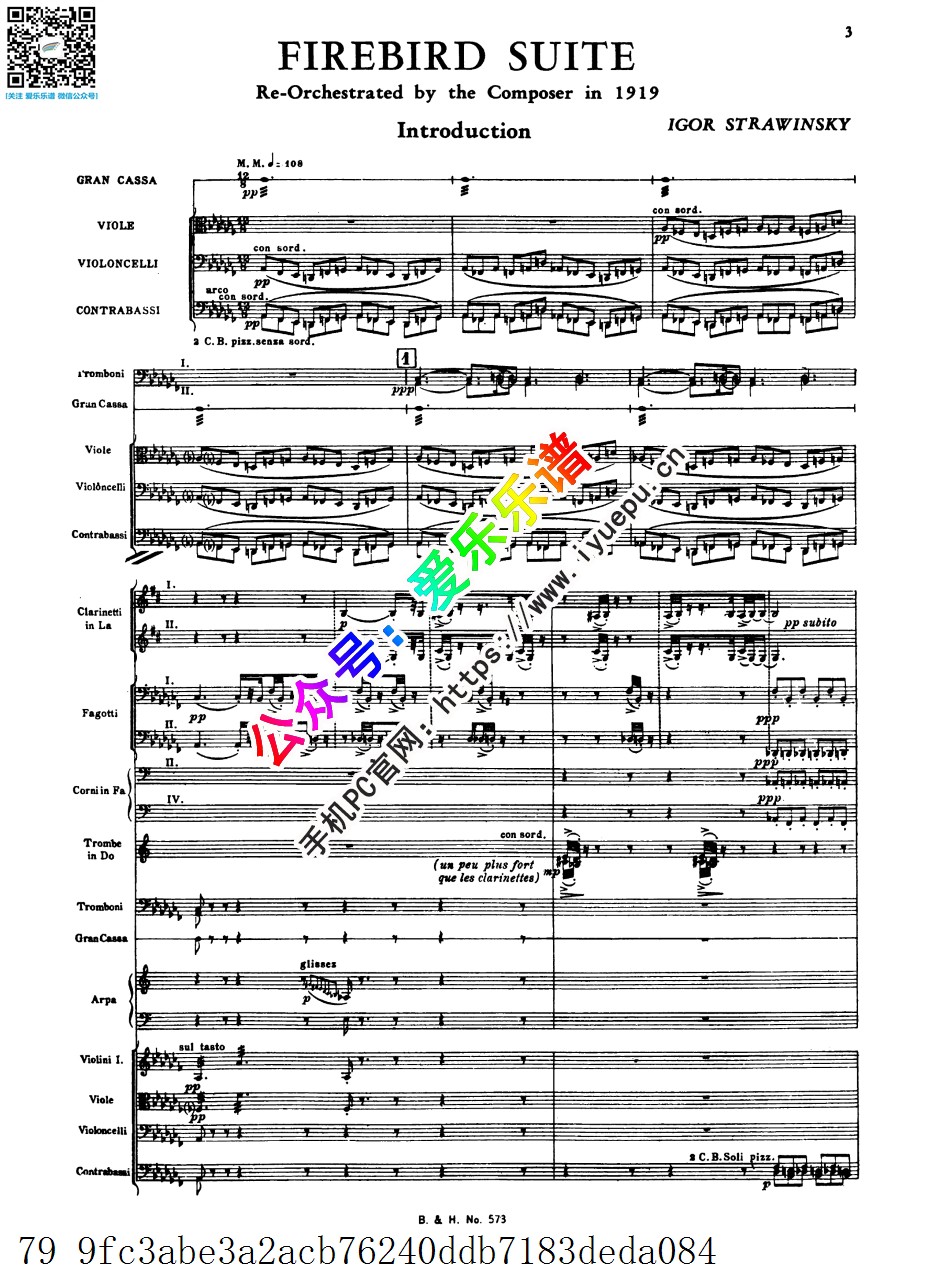 火鸟组曲The Firebird Suite 斯特拉文斯基Stravinsky Igor 总谱1919版 乐谱曲谱总谱分谱伴奏音乐在线预览试听下载