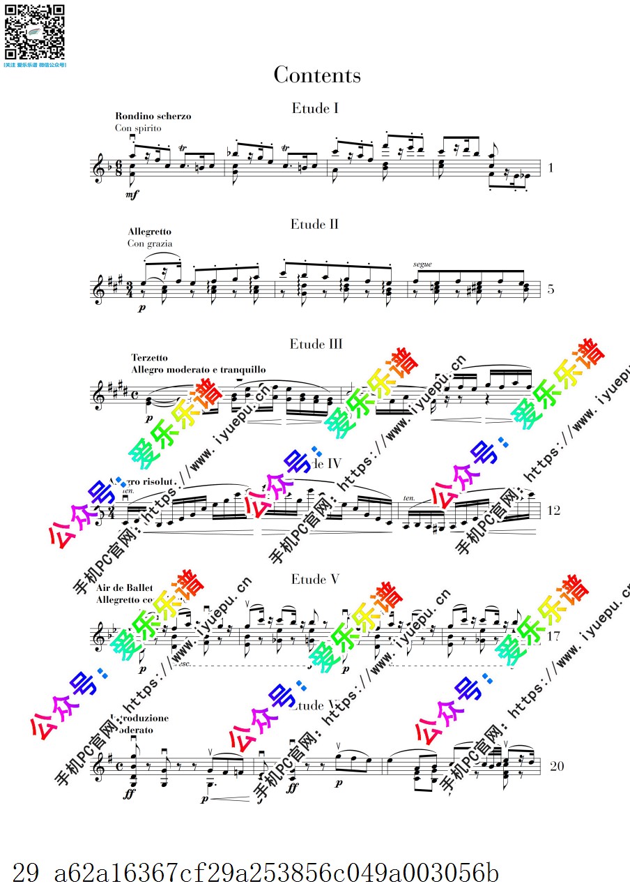 Heinrich Wilhelm,Ernst 恩斯特6首小提琴复调练习曲 Polyphone Etuden 乐谱曲谱总谱分谱伴奏音乐在线预览试听下载
