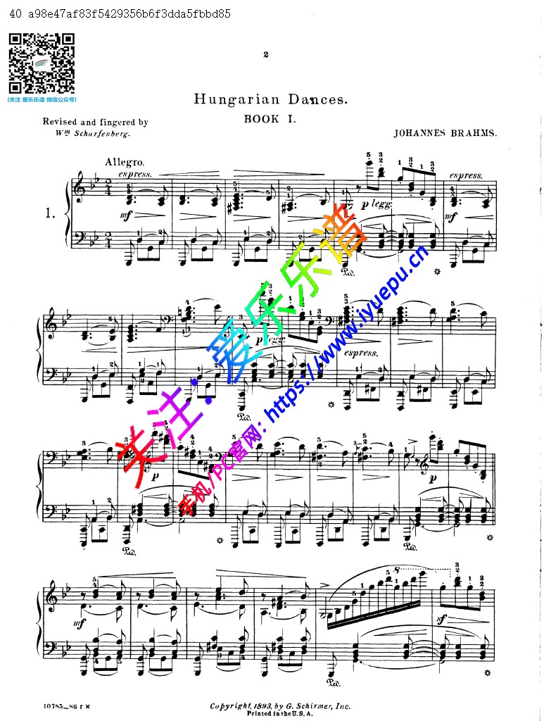 Brahms 勃拉姆斯 10首匈牙利舞曲No1-10 钢琴谱 独奏谱-GS 乐谱曲谱总谱分谱伴奏音乐在线预览试听下载
