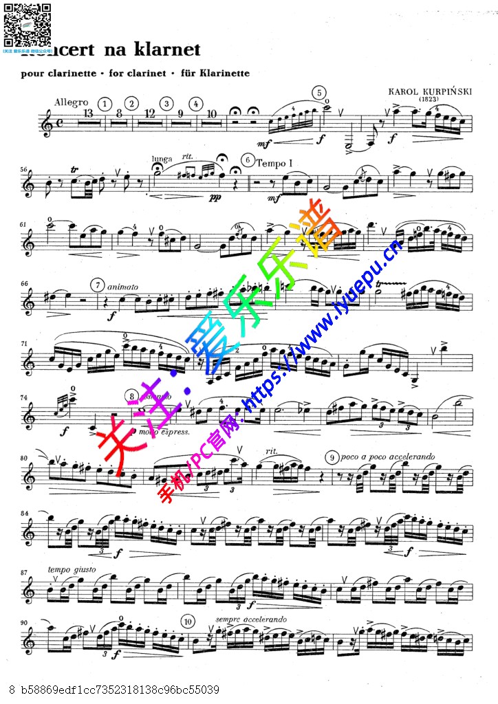 Karol Kurpinski 库尔宾斯基 单簧管协奏曲 单簧管谱 原版 乐谱曲谱总谱分谱伴奏音乐在线预览试听下载
