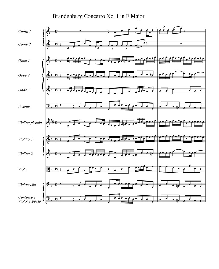 巴赫第一勃兰登堡协奏曲BWV1046 管弦乐队谱 总谱-3 乐谱曲谱总谱分谱伴奏音乐在线预览试听下载