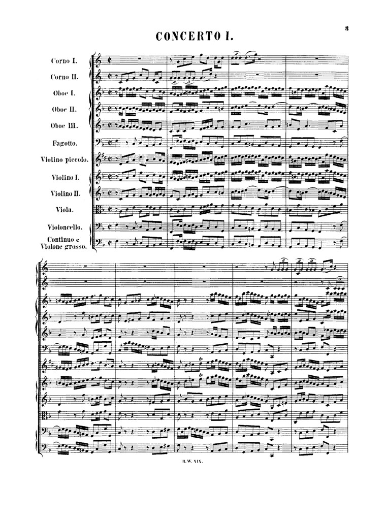 巴赫第一勃兰登堡协奏曲BWV1046 管弦乐队谱 总谱 乐谱曲谱总谱分谱伴奏音乐在线预览试听下载