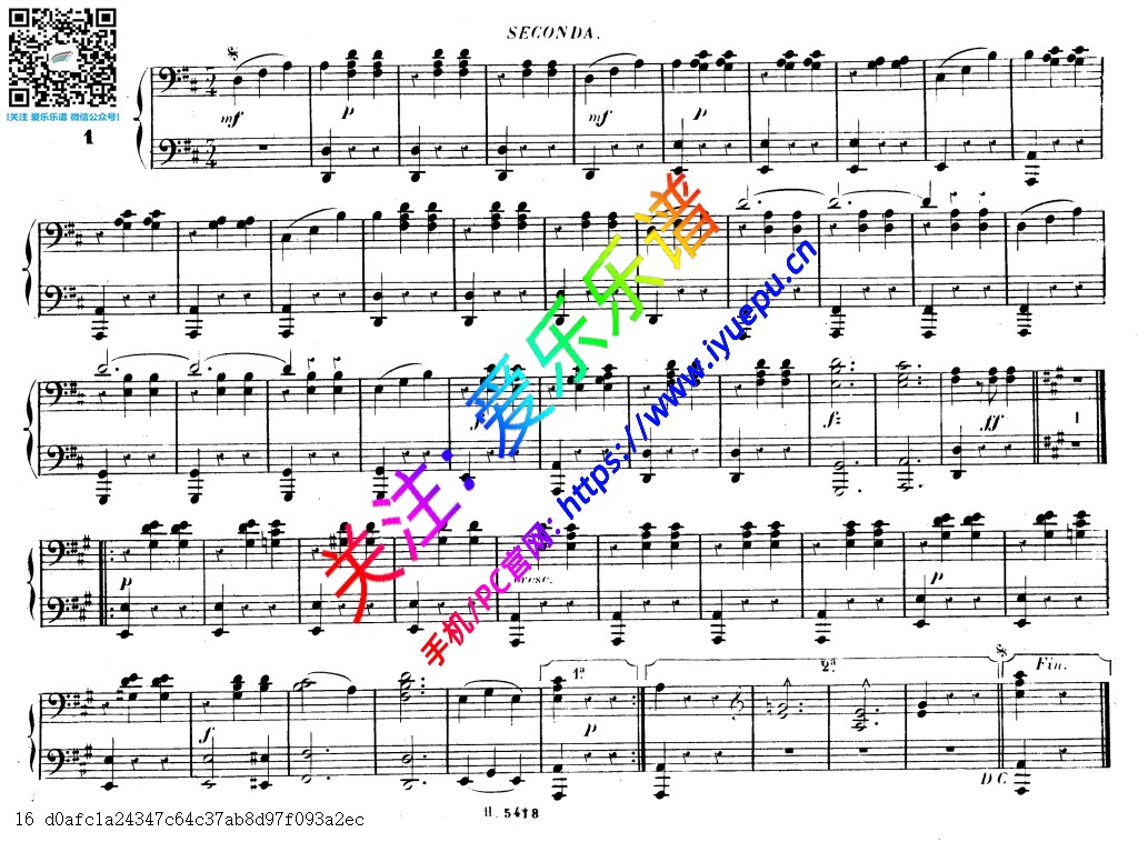 JStrauss约翰施特劳斯 OP314蓝色多瑙河 Blue Danube 四手联弹钢琴谱 乐谱曲谱总谱分谱伴奏音乐在线预览试听下载