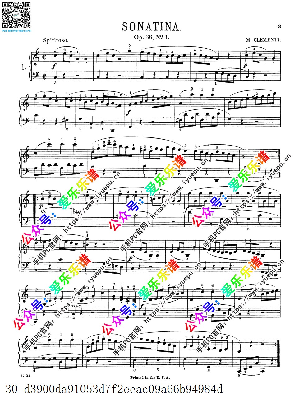 Muzio Clemente 6 Piano Sonatinas 克莱门蒂 六首小奏鸣曲 钢琴谱 SCH 乐谱曲谱总谱分谱伴奏音乐在线预览试听下载