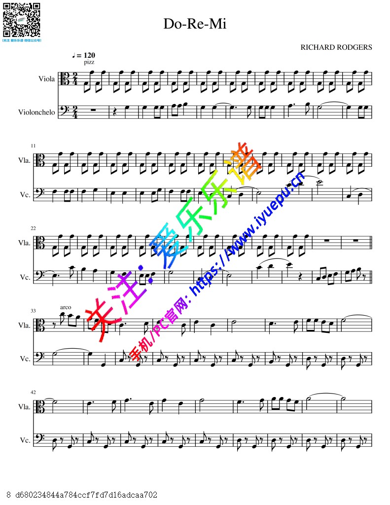 音乐之声-哆来咪 Do Re Mi 中提琴大提琴二重奏-总谱与分谱 乐谱曲谱总谱分谱伴奏音乐在线预览试听下载