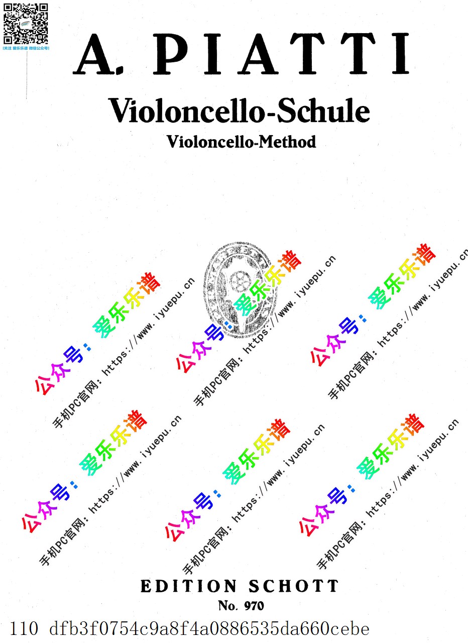 Piatti Method for cello 皮亚蒂 大提琴教程 Violoncello-Schule 大提琴练习曲 乐谱曲谱总谱分谱伴奏音乐在线预览试听下载