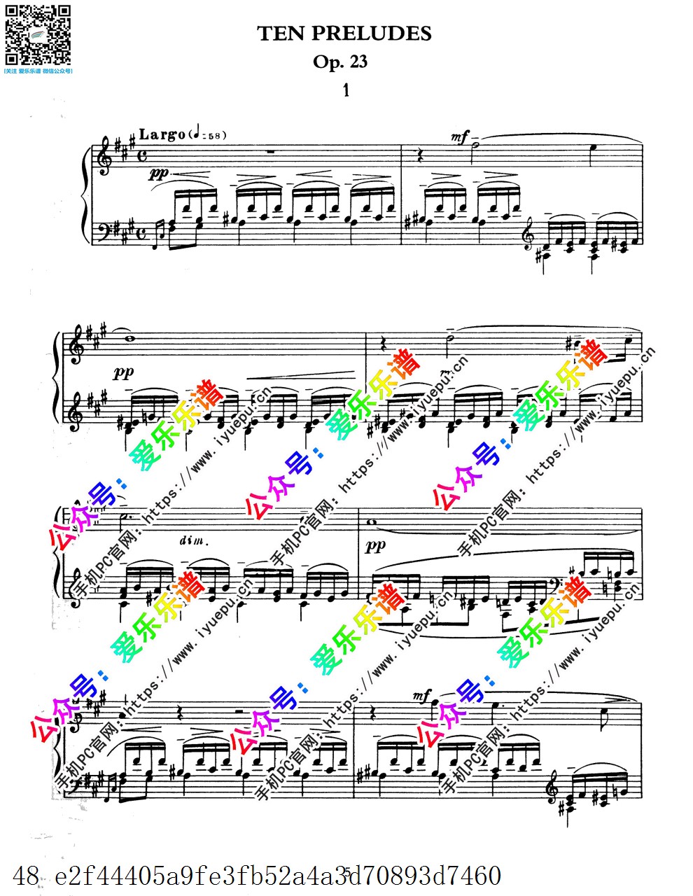 Sergei Rachmaninoff 拉赫玛尼诺夫降 前奏曲 10首 Prelude op. 23 钢琴谱 原版 有指法 乐谱曲谱总谱分谱伴奏音乐在线预览试听下载