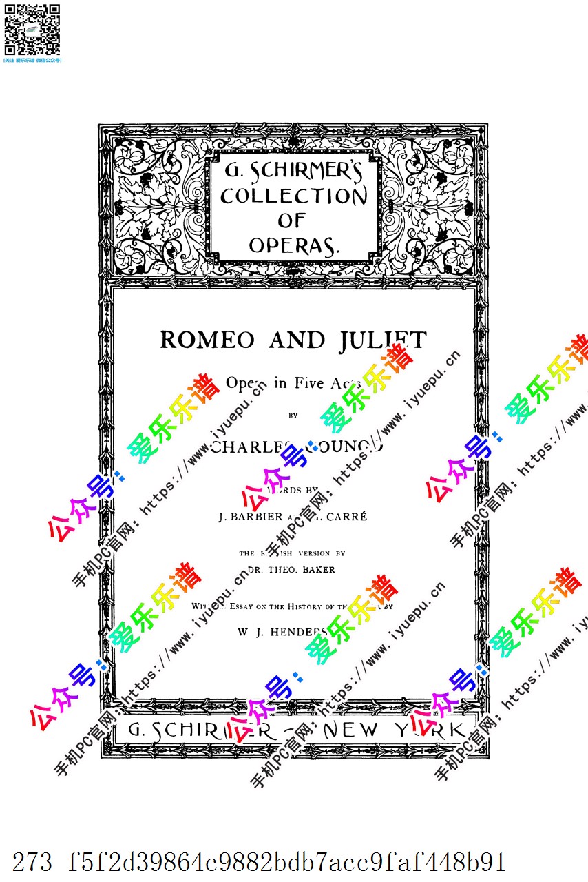 Gounod, Charles 古诺 Romeo et Juliette CG9 罗密欧与朱丽叶 歌剧总谱 法文英文 GS原版 乐谱曲谱总谱分谱伴奏音乐在线预览试听下载