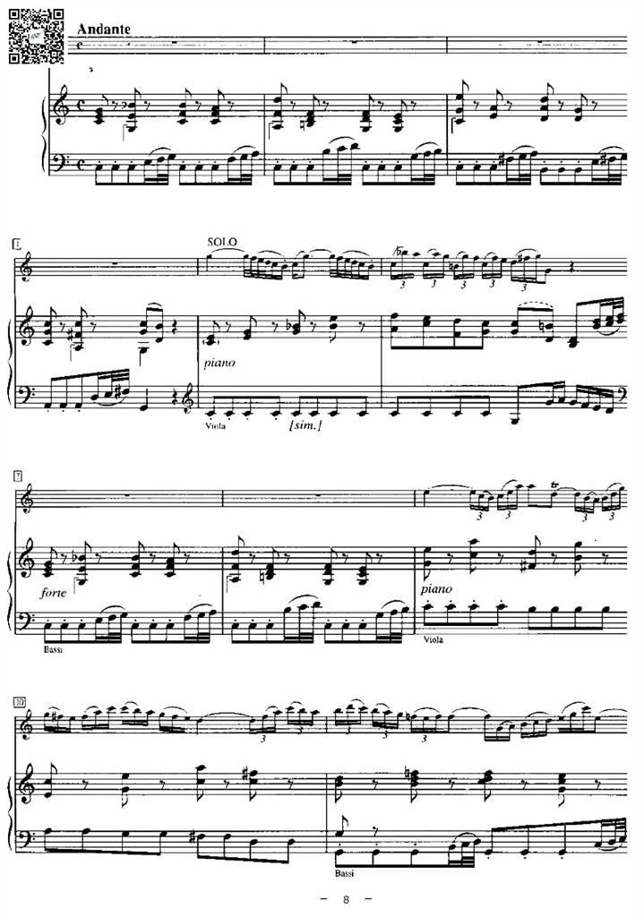 巴赫a小调小提琴协奏曲 Ⅱ 小提琴钢伴谱 乐谱曲谱总谱分谱伴奏音乐在线预览试听下载