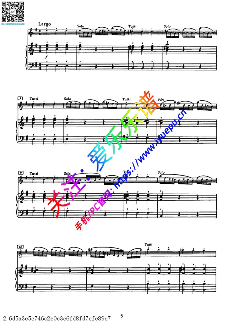 维瓦尔第G大调小提琴协奏曲Ⅱ 广板RV310 OP3 3小提琴钢伴谱 乐谱曲谱总谱分谱伴奏音乐在线预览试听下载