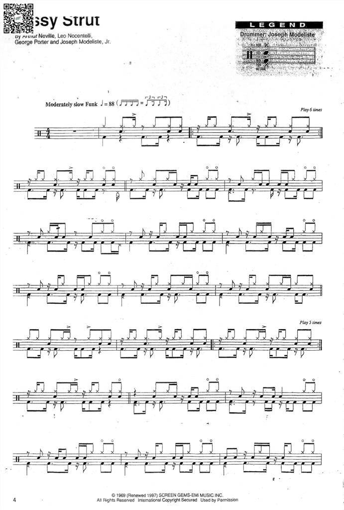 cissy strut   架子鼓谱 乐谱曲谱总谱分谱伴奏音乐在线预览试听下载