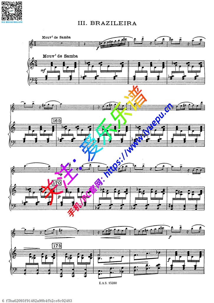 Milhaud Darius 达律斯·米约 Scaramouche 胆小鬼 萨克斯钢琴伴奏谱III 乐谱曲谱总谱分谱伴奏音乐在线预览试听下载