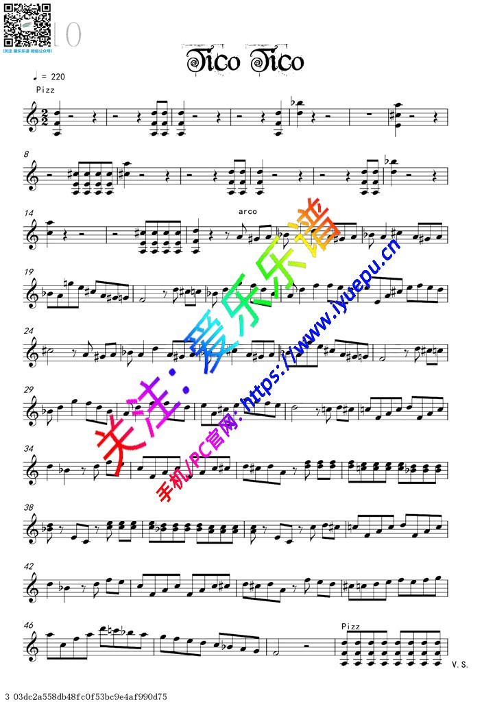 Tico Tico-小提琴独奏谱 David Garrett 戴维·嘉雷特 大卫·盖瑞 大卫·加勒特 乐谱曲谱总谱分谱伴奏音乐在线预览试听下载