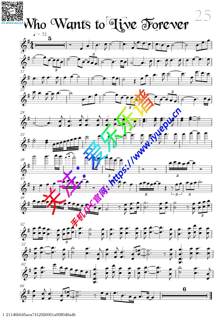 Who Wants to Live Forever 小提琴独奏谱 David Garrett 戴维·嘉雷特 大卫·盖瑞 大卫·加勒特 乐谱曲谱总谱分谱伴奏音乐在线预览试听下载