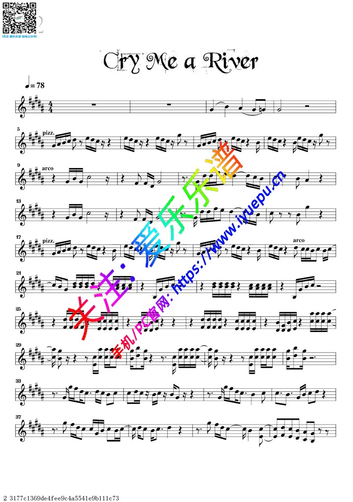 Cry Me a River-小提琴独奏谱 David Garrett 戴维·嘉雷特 大卫·盖瑞 大卫·加勒特 乐谱曲谱总谱分谱伴奏音乐在线预览试听下载