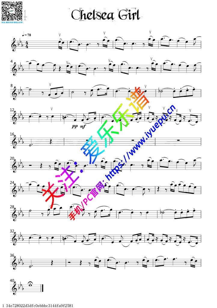Chelsea Girl-小提琴独奏谱 David Garrett 戴维·嘉雷特 大卫·盖瑞 大卫·加勒特 乐谱曲谱总谱分谱伴奏音乐在线预览试听下载