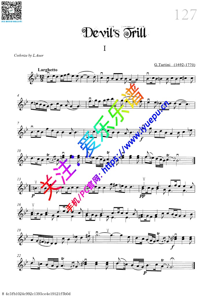 Devil's Trill-小提琴独奏谱 David Garrett 戴维·嘉雷特 大卫·盖瑞 大卫·加勒特 乐谱曲谱总谱分谱伴奏音乐在线预览试听下载