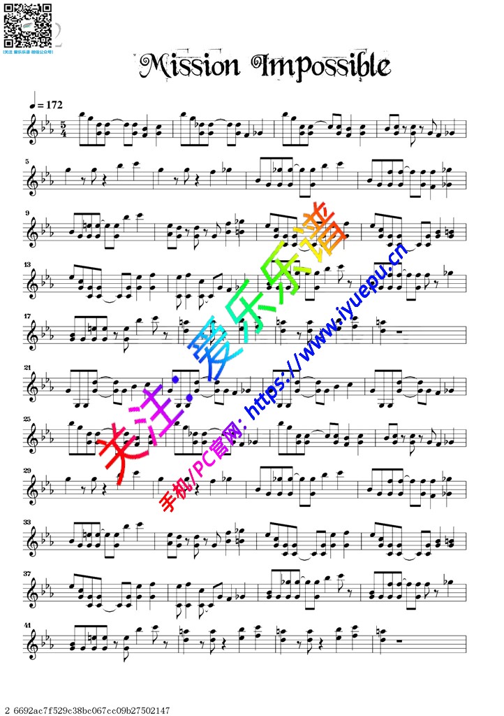 Mission Impossible-小提琴独奏谱 David Garrett 戴维·嘉雷特 大卫·盖瑞 大卫·加勒特 乐谱曲谱总谱分谱伴奏音乐在线预览试听下载
