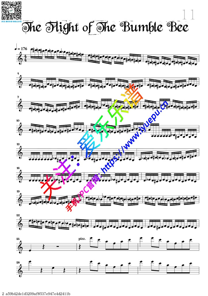 The Flight of The Bumble Bee-小提琴独奏谱 David Garrett 戴维·嘉雷特 大卫·盖瑞 大卫·加勒特 乐谱曲谱总谱分谱伴奏音乐在线预览试听下载