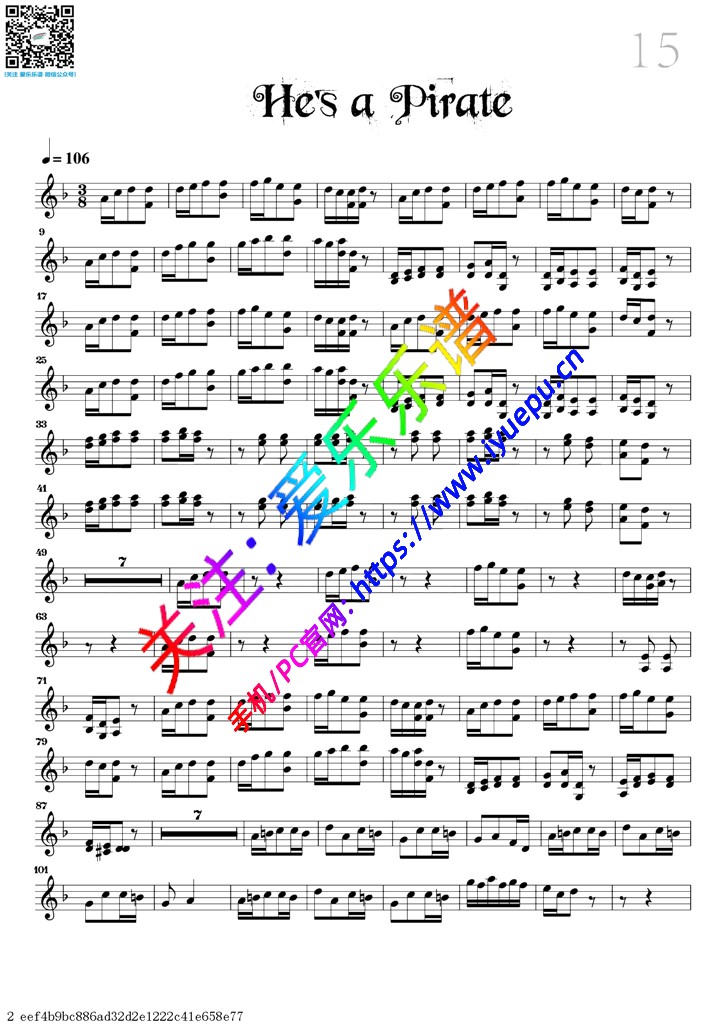 He is a Pirate-小提琴独奏谱 David Garrett 戴维·嘉雷特 大卫·盖瑞 大卫·加勒特 乐谱曲谱总谱分谱伴奏音乐在线预览试听下载