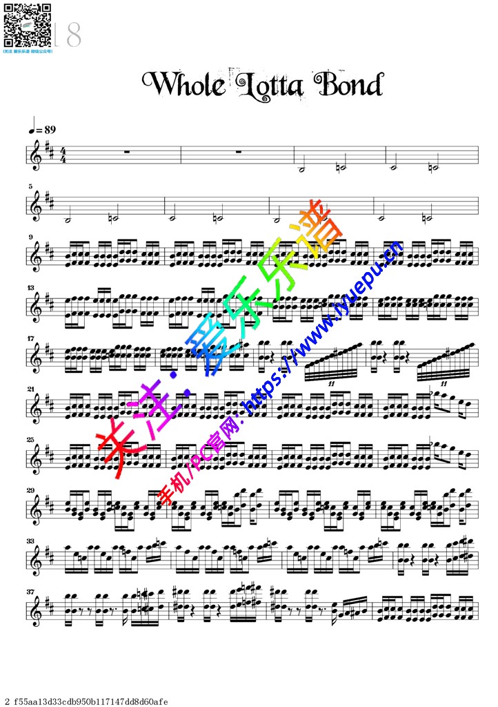 Whole Lotta Bond-小提琴独奏谱 David Garrett 戴维·嘉雷特 大卫·盖瑞 大卫·加勒特 乐谱曲谱总谱分谱伴奏音乐在线预览试听下载