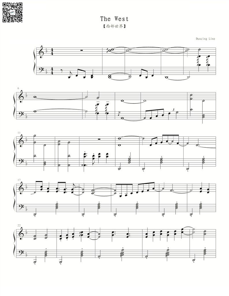 跳舞的线 西部世界 The West-钢琴谱 乐谱曲谱总谱分谱伴奏音乐在线预览试听下载